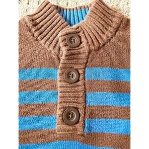 Cherokee Kids Boys Ribbed Striped Mock Neck Knit Sweater Brown Blue Size M 8/10
